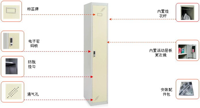 钢制电子锁更衣柜